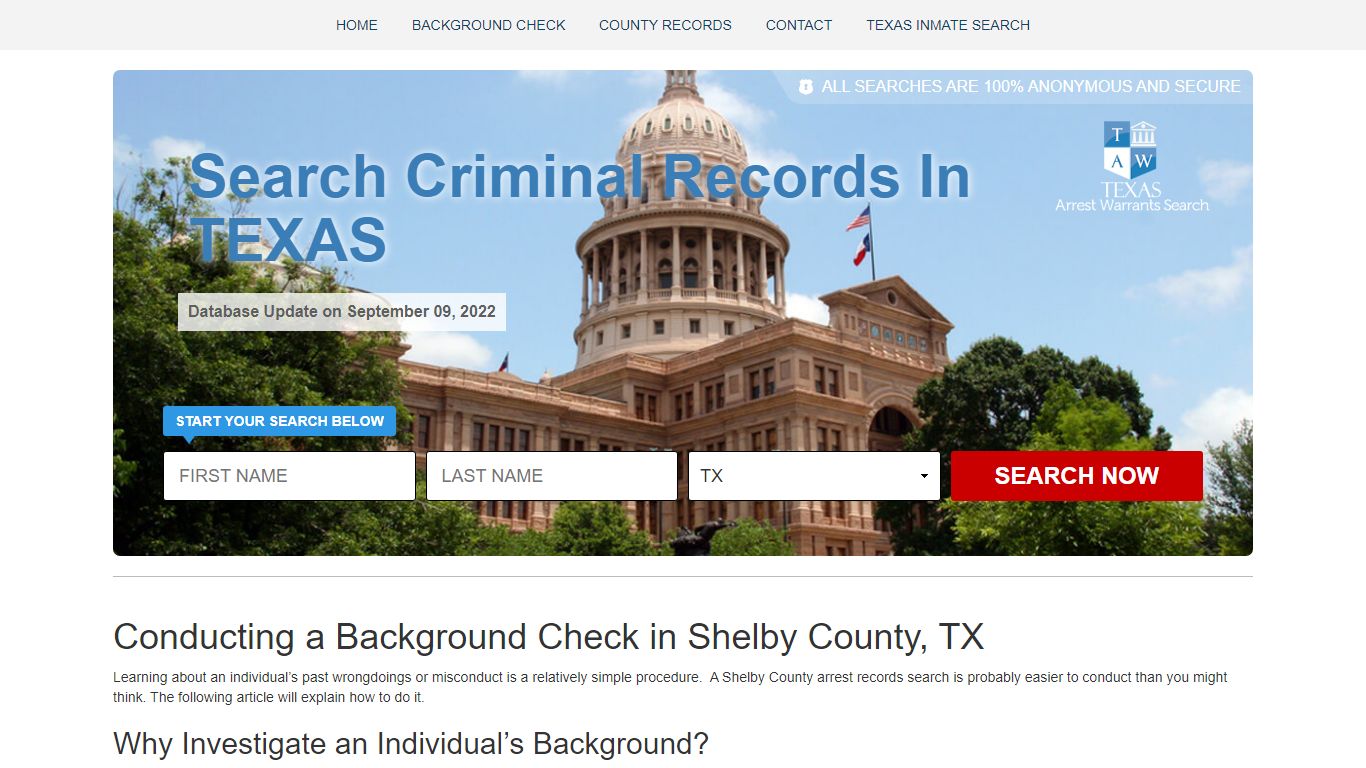 Conducting a Background Check in Shelby County, TX