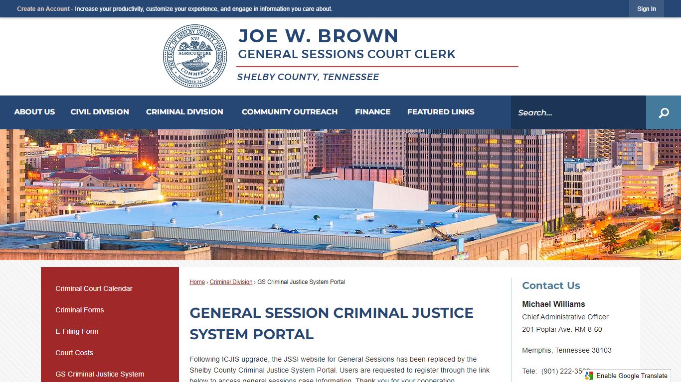 General Session Criminal Justice System Portal | Shelby County Courts ...